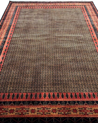 7x10 hand knotted wool rug black