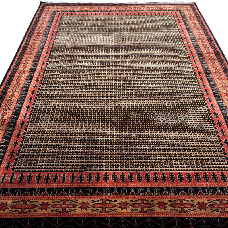 7x10 hand knotted wool rug black