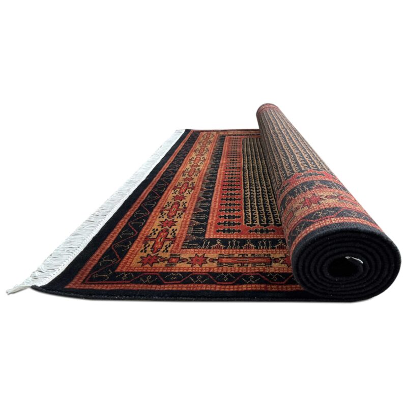 7x10 ft Hand Knotted Wool Rug Black Kanta - Image 2
