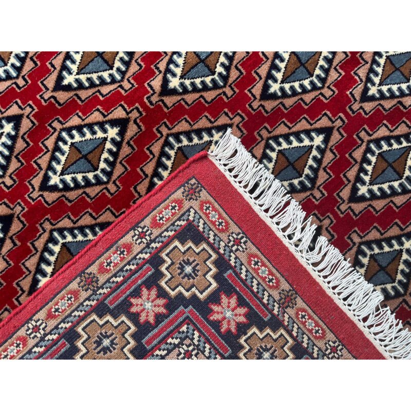 8x10 ft Hand Knotted Wool Rug Red Bukhara - Image 3