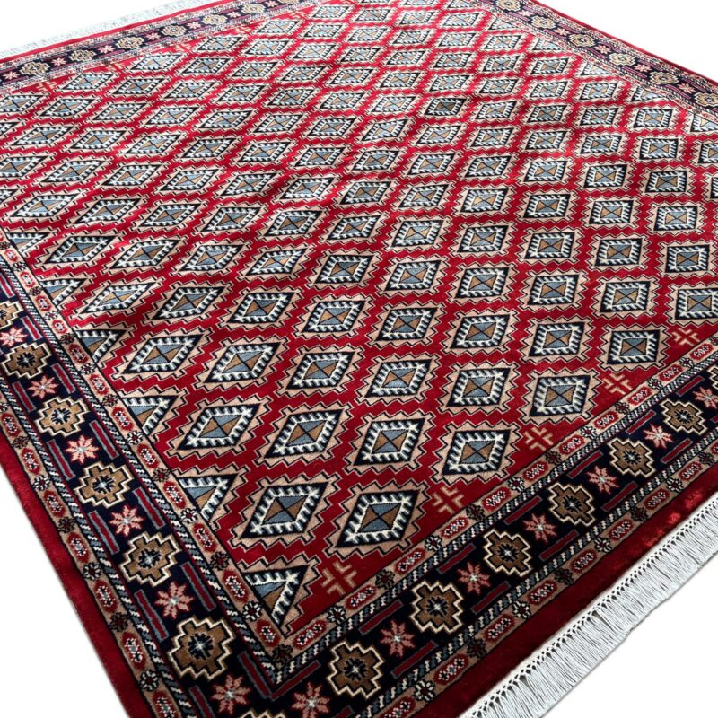 8x8 hand knotted wool rug red