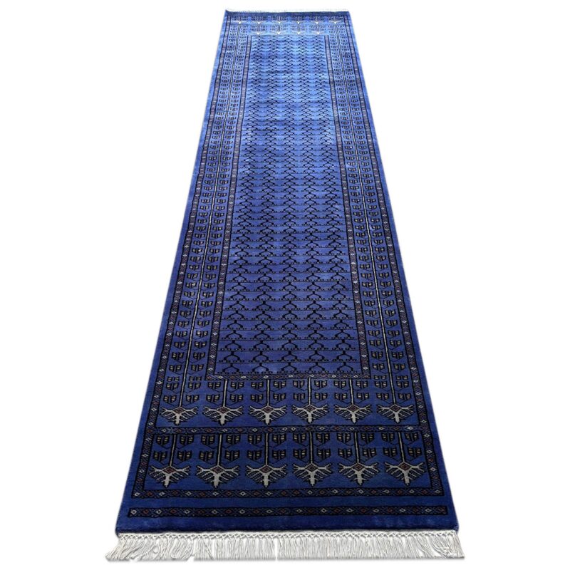 2.5x10 ft Hand Knotted Woolen Purple Runner Parda - Image 2