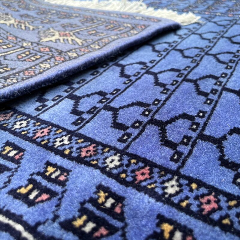 2.5x10 ft Hand Knotted Woolen Purple Runner Parda - Image 5