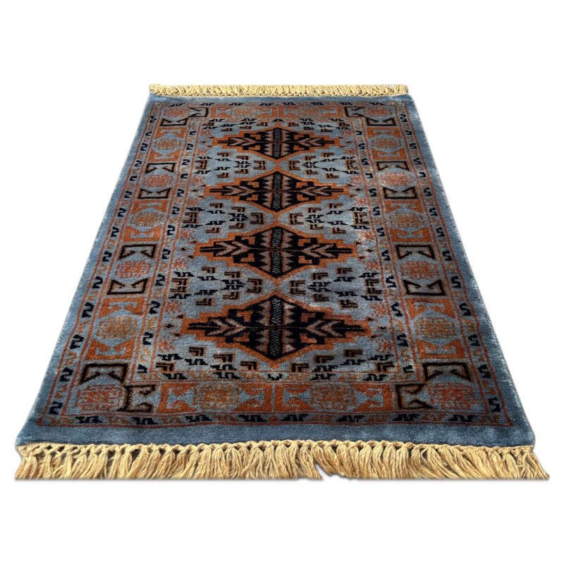 2x3 ft Handmade Gray Wool Bukhara Rug - Image 2