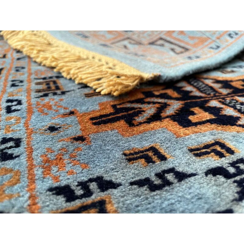 2x3 ft Handmade Gray Wool Bukhara Rug - Image 5