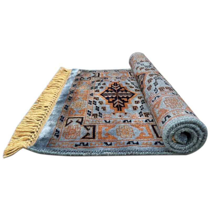 2x3 ft Handmade Gray Wool Bukhara Rug - Image 3