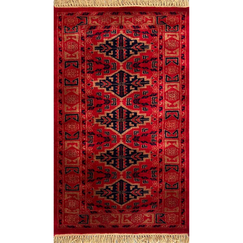 2x3 handmade bukara red wool rug