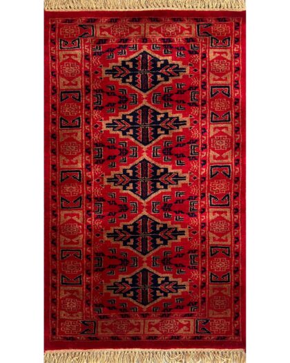 2x3 handmade bukara red wool rug