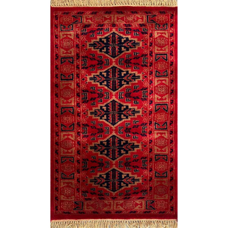 2x3 handmade bukara red wool rug