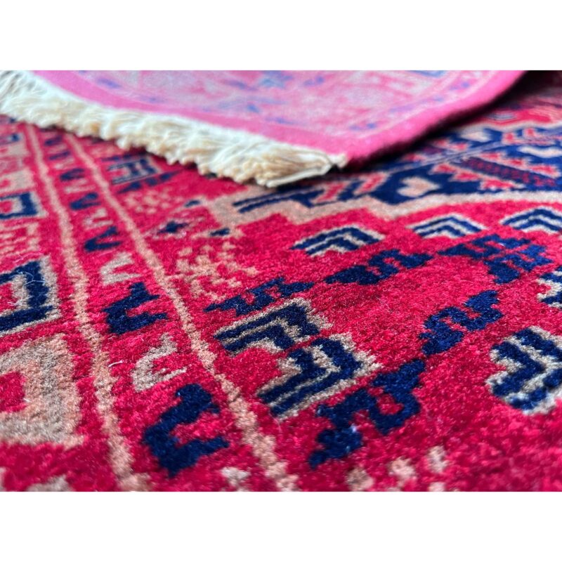 2x3 ft Hand Knotted Wool Rug Bukara Red - Image 4