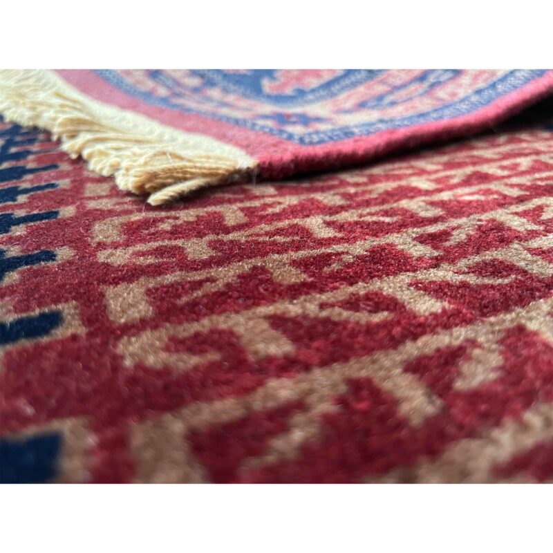 2x3 ft Hand Knotted Wool Red Tribal Rug - Image 4