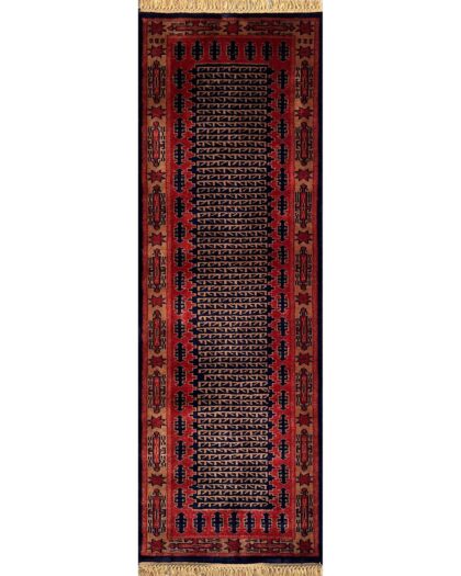 2x6 ft Hand Knotted Runner Rug Black Tribal