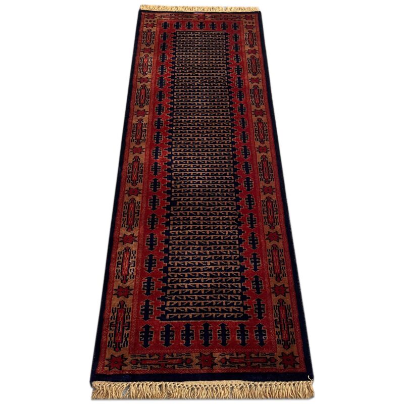 2x6 ft Hand Knotted Runner Rug Black Tribal - Image 2