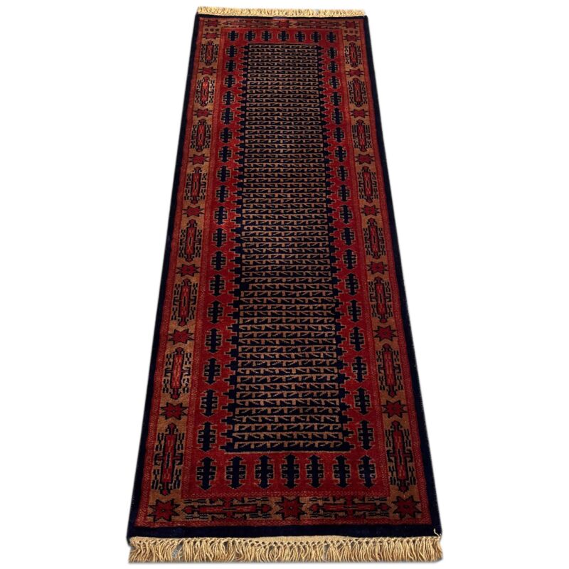 2x6 ft Hand Knotted Runner Rug Black Tribal - Image 2