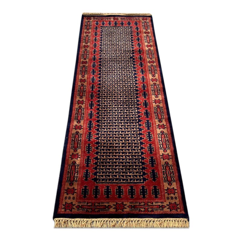 2x6 ft Hand Knotted Runner Rug Black Tribal - Image 6
