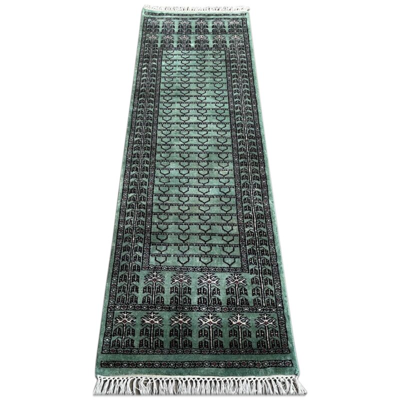 2x6 ft Hand Knotted Wool Runner Light Green Parda - Image 2