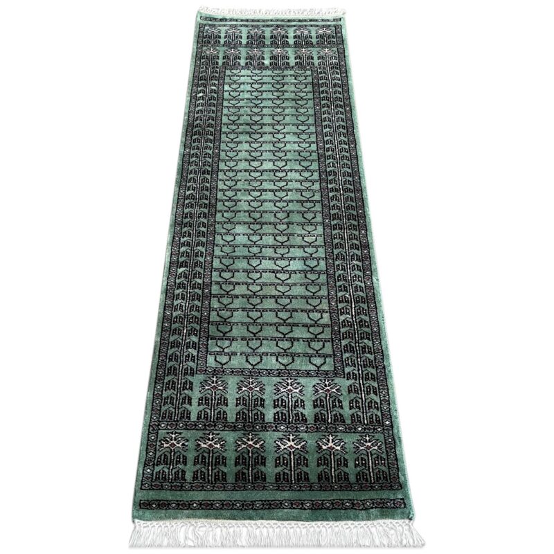 2x6 ft Hand Knotted Wool Runner Light Green Parda - Image 6