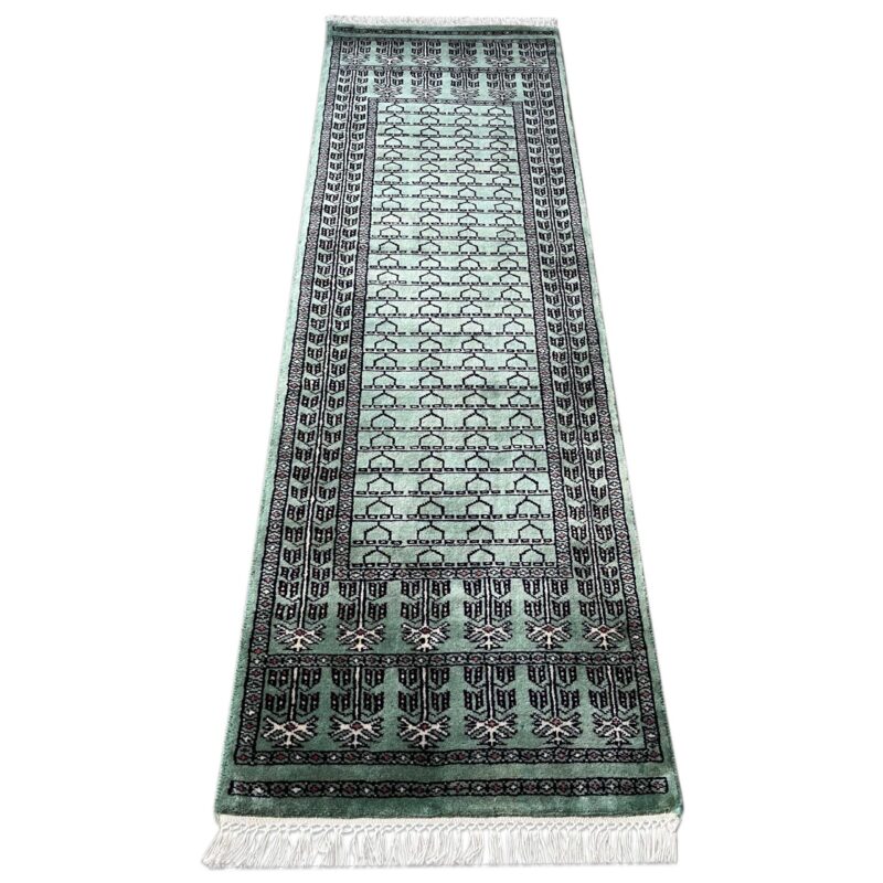 2x6 ft Hand Knotted Wool Runner Light Green Parda - Image 5