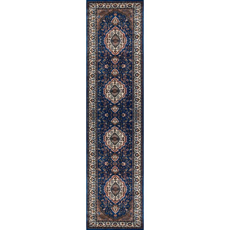 2.5x10 ft Hand Knotted Wool Rug Blue Indopersian