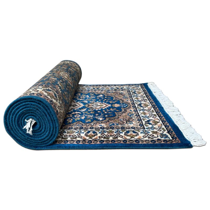 2.5x10 ft Hand Knotted Wool Runner Rug – Blue Indo-Persian Design | Long Hallway Carpet - Image 4