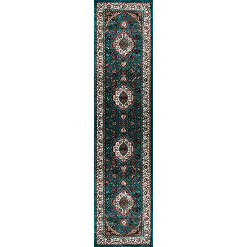 2.5x10 ft Hand Knotted Woolen Runner Rug Turquoise Indopersian