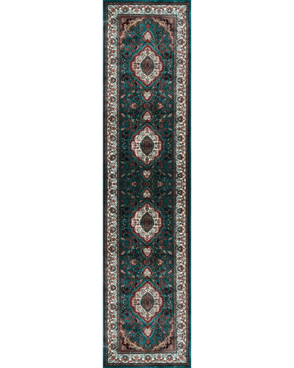 2.5x10 ft Hand Knotted Woolen Runner Rug Turquoise Indopersian