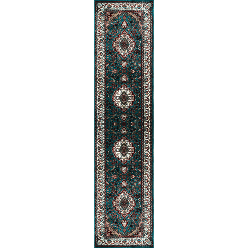 2.5x10 ft Hand Knotted Woolen Runner Rug Turquoise Indopersian