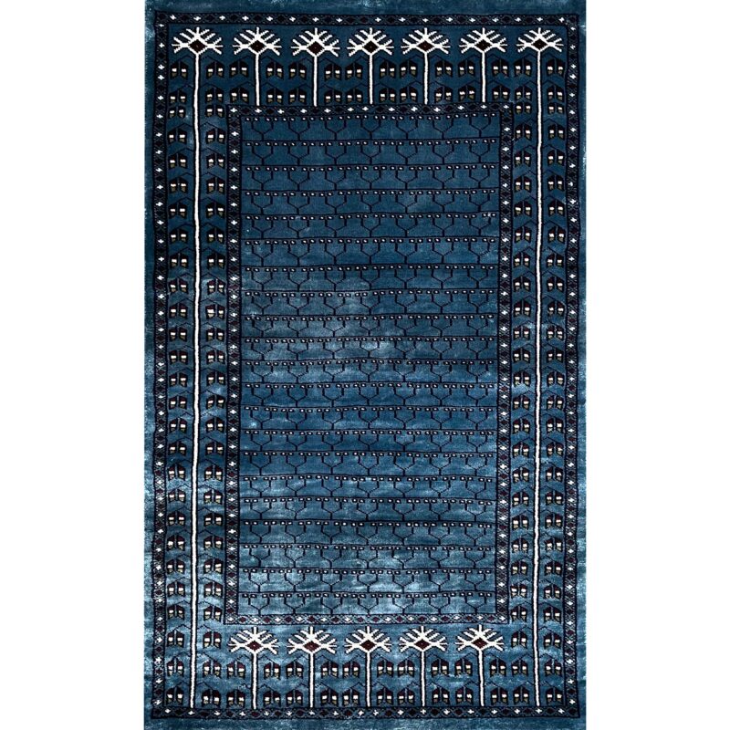 2.5x4 ft Hand Knotted Viscose Rug Blue Parda