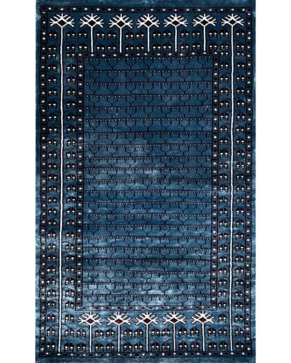 2.5x4 ft Hand Knotted Viscose Rug Blue Parda