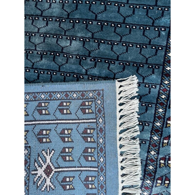 2.5x4 ft Hand Knotted Viscose Rug – Blue Parda Design | Small Decorative Area Rug - Image 4