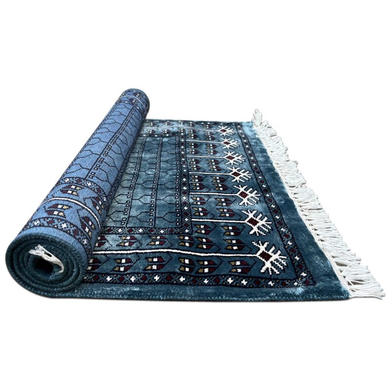 2.5x4 ft Hand Knotted Viscose Rug – Blue Parda Design | Small Decorative Area Rug - Image 3