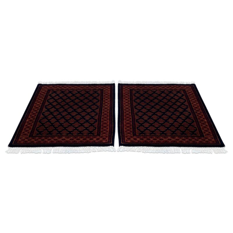 2x2 ft Pair Hand Knotted Woolen Rug Black Lichi - Image 2