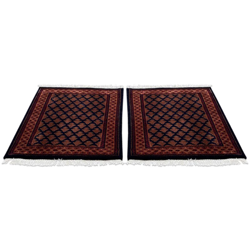 2x2 ft Pair Hand Knotted Woolen Rug Black Lichi - Image 4