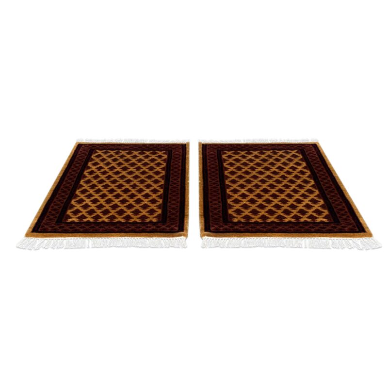 2x2 ft Pair Hand Knotted Woolen Rug Camel Lichi - Image 2