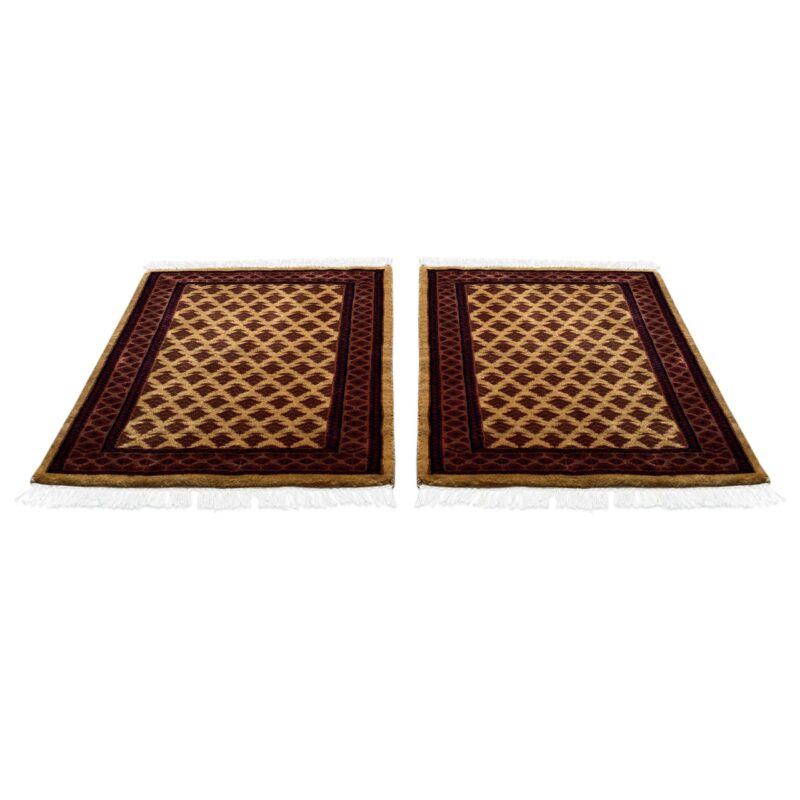 2x2 ft Pair Hand Knotted Woolen Rug Camel Lichi - Image 5