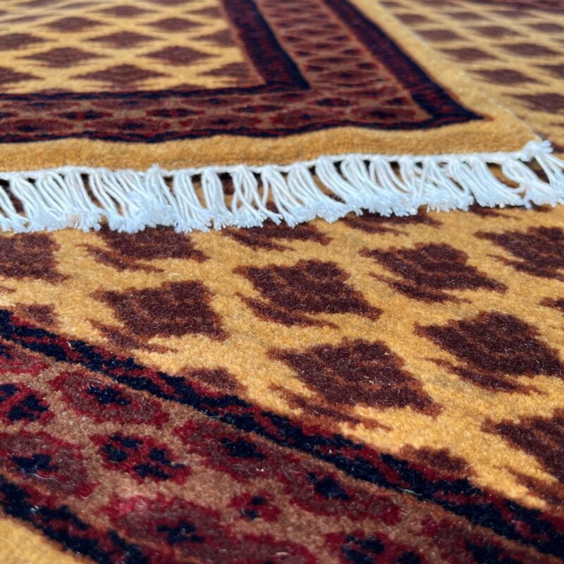 2x2 ft Pair Hand Knotted Woolen Rug Camel Lichi - Image 3