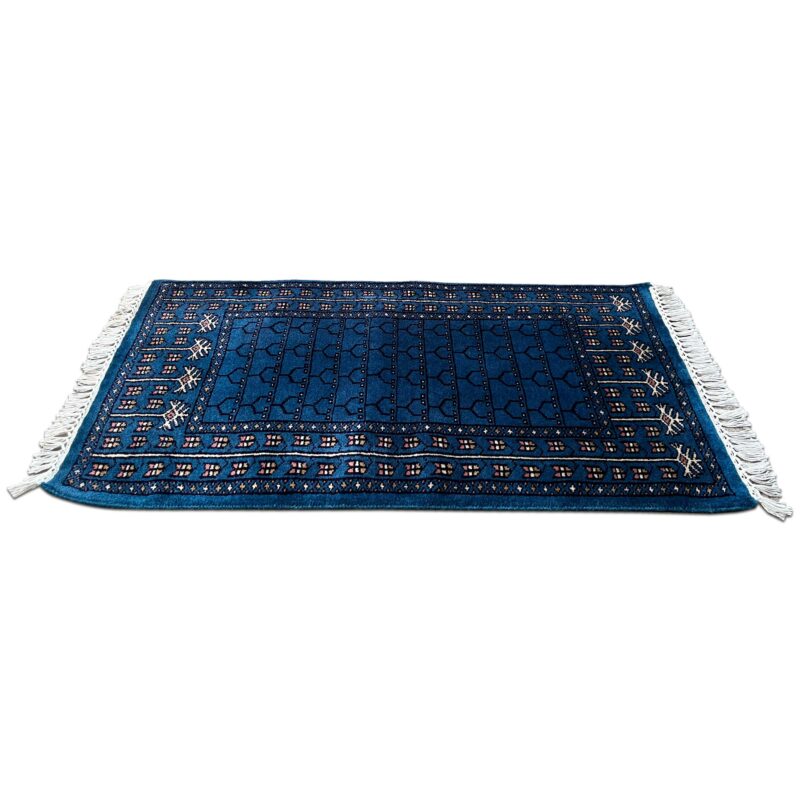 2x3 ft Hand Knotted Wool Rug Blue Parda - Image 2