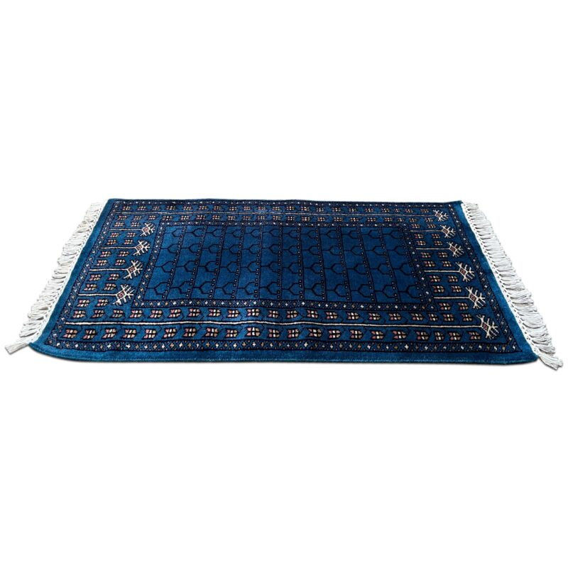 2x3 ft Hand Knotted Wool Rug Blue Parda - Image 2