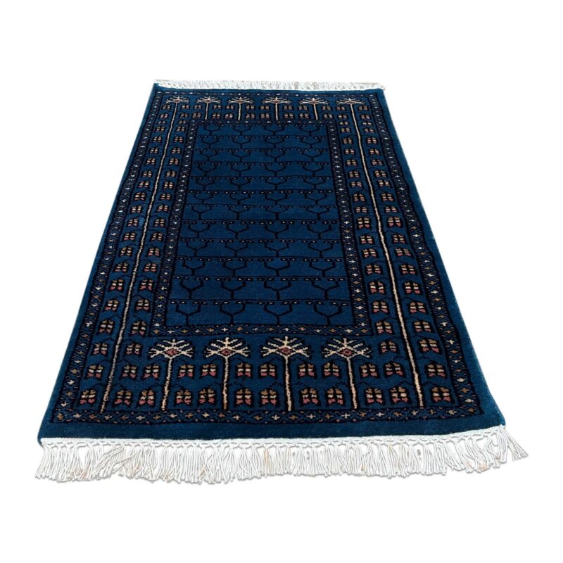 2x3 ft Hand Knotted Wool Rug Blue Parda - Image 6