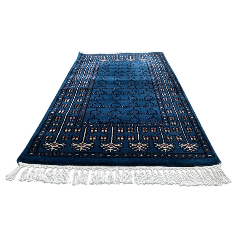 2x3 ft Hand Knotted Wool Rug Blue Parda - Image 5