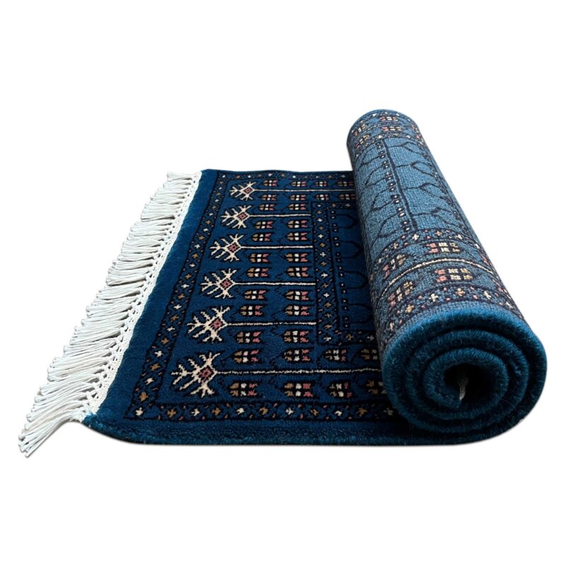 2x3 ft Hand Knotted Wool Rug Blue Parda - Image 3