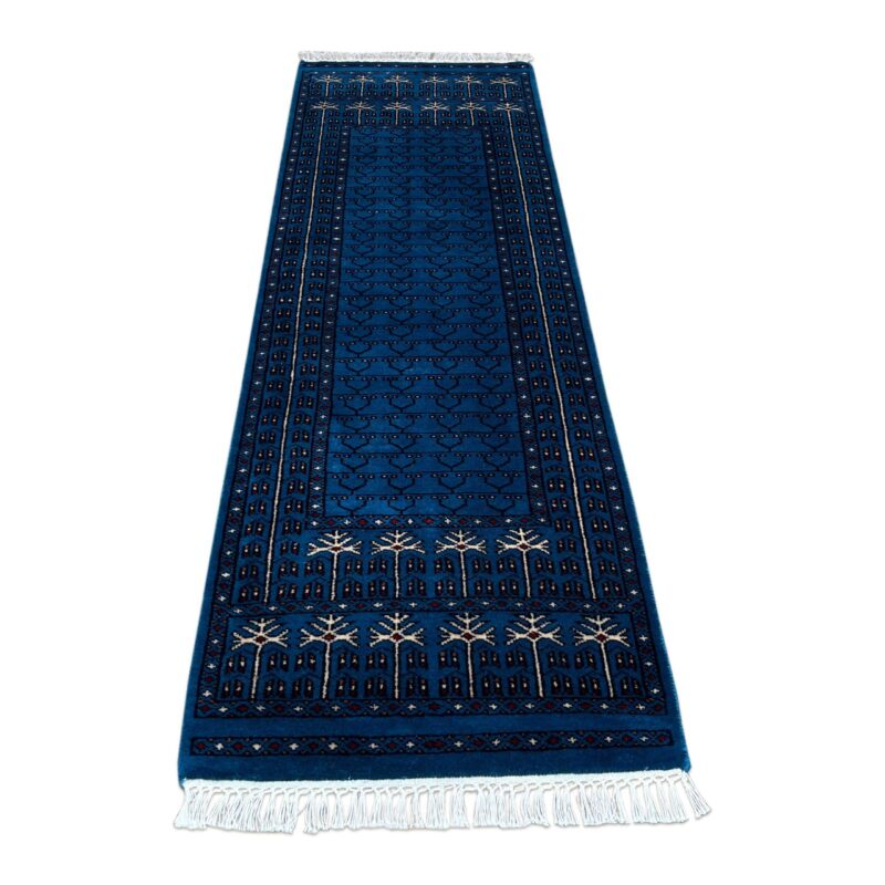 2x6 ft Hand Knotted Woolen Runner Blue Parda - Image 2