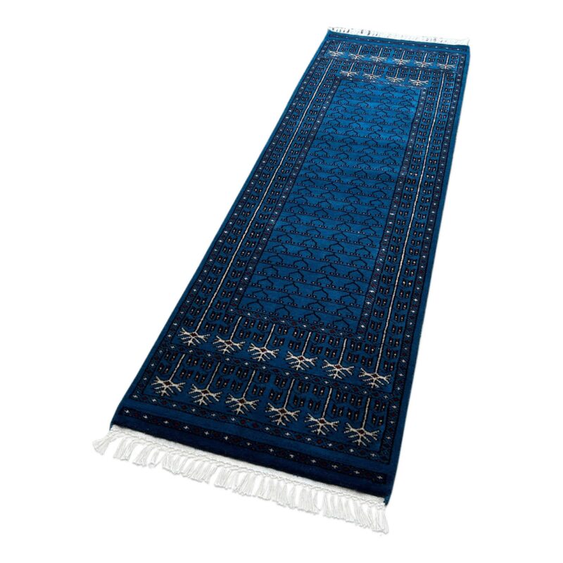 2x6 ft Hand Knotted Woolen Runner Blue Parda - Image 6