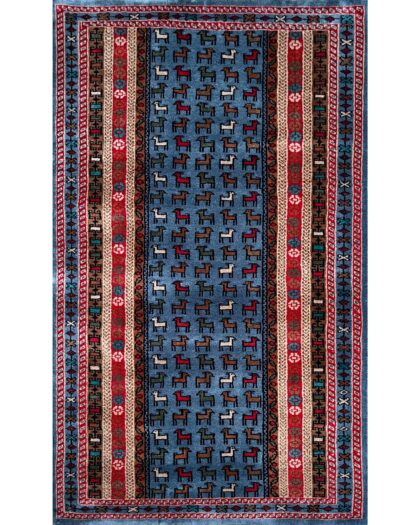 3x5 ft Hand Knotted Woolen Rug Bluish Gray Bakri