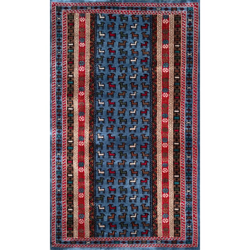 3x5 ft Hand Knotted Woolen Rug Bluish Gray Bakri