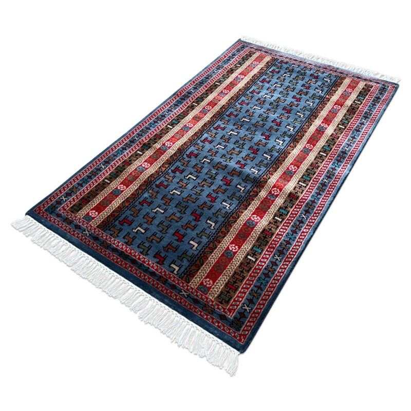 3x5 ft Hand Knotted Woolen Rug Bluish Gray Bakri - Image 6