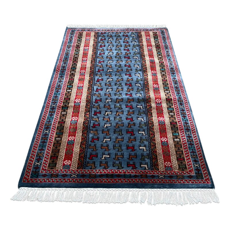 3x5 ft Hand Knotted Woolen Rug Bluish Gray Bakri - Image 5