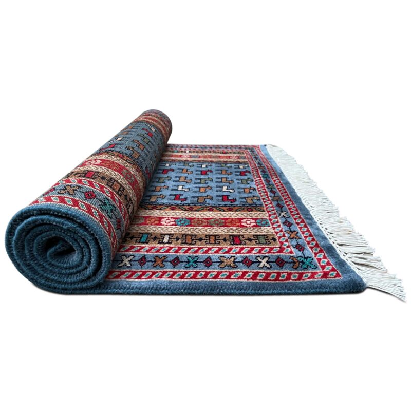 3x5 ft Hand Knotted Woolen Rug Bluish Gray Bakri - Image 3