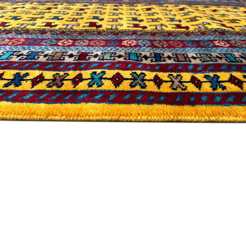 3x5 ft Hand Knotted Woolen Rug Yellow Bakri - Image 6