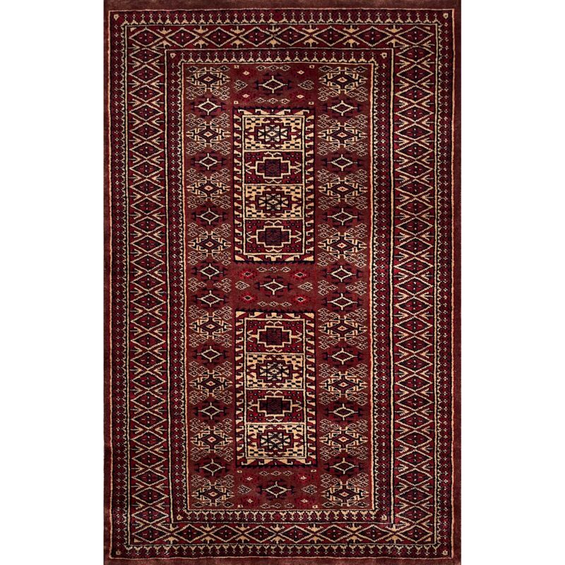 3x5 ft Hand Knotted Woolen Rug Brown Dubba